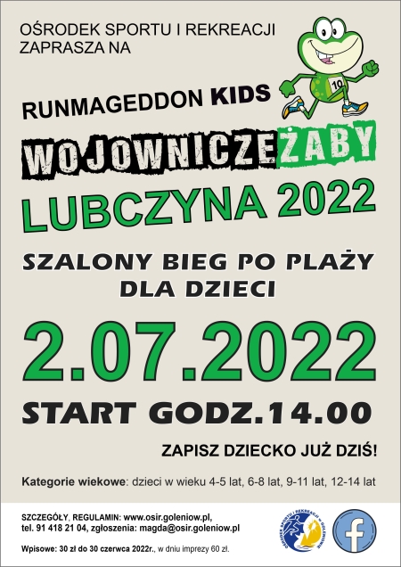 Wojownicze ŻABY - szalony bieg po plaży dla dzieci w Lubczynie